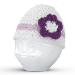 Egg cup hat with flower white/lilac