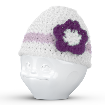 Egg cup hat with flower white/lilac