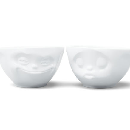Set di ciotole medie n. 1 "Ghignante & Bacio" in bianco, 200 ml 