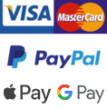  We accept Visa, MasterCard, Google Pay, Apple Pay and Paypal. 