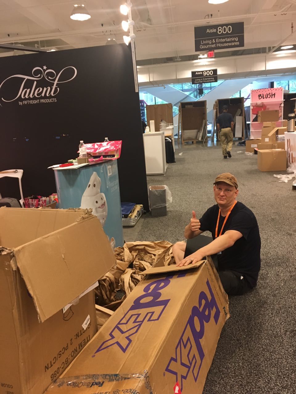  The show launched on Thursday morning and our booth looked flawless, all our porcelain made the long trip intact. Right after opening, the first visitors find their way to our segment and provide immediate feedback. They don’t like our products, it turns out, they LOVE them! Although most American buyers and store owners have never heard of Fiftyeight Products before, they immediately have the emotional response we were hoping for. “Sooo Cuuute!!!”, “Those are darling! ”, “Ah, so quirky!” some respond, while many are impressed with the quality and finish of our porcelain. Some are reminded of Disney movies (thanks for the compliment), and everyone likes our animated films showcased on loop at our booth. And many also recognize that our products are “Made in Germany” as a seal of craftsmanship. 