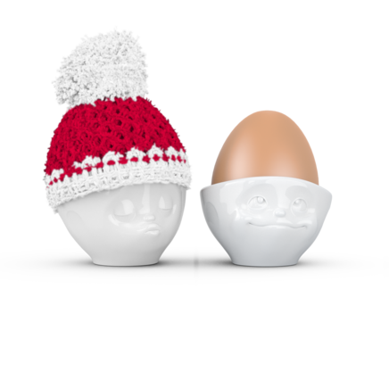Egg cup hat winter - white/red