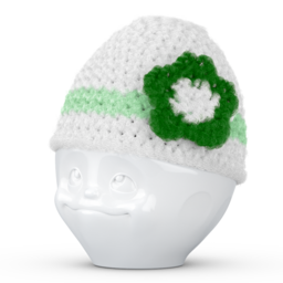 Egg cup hat with flower white/green